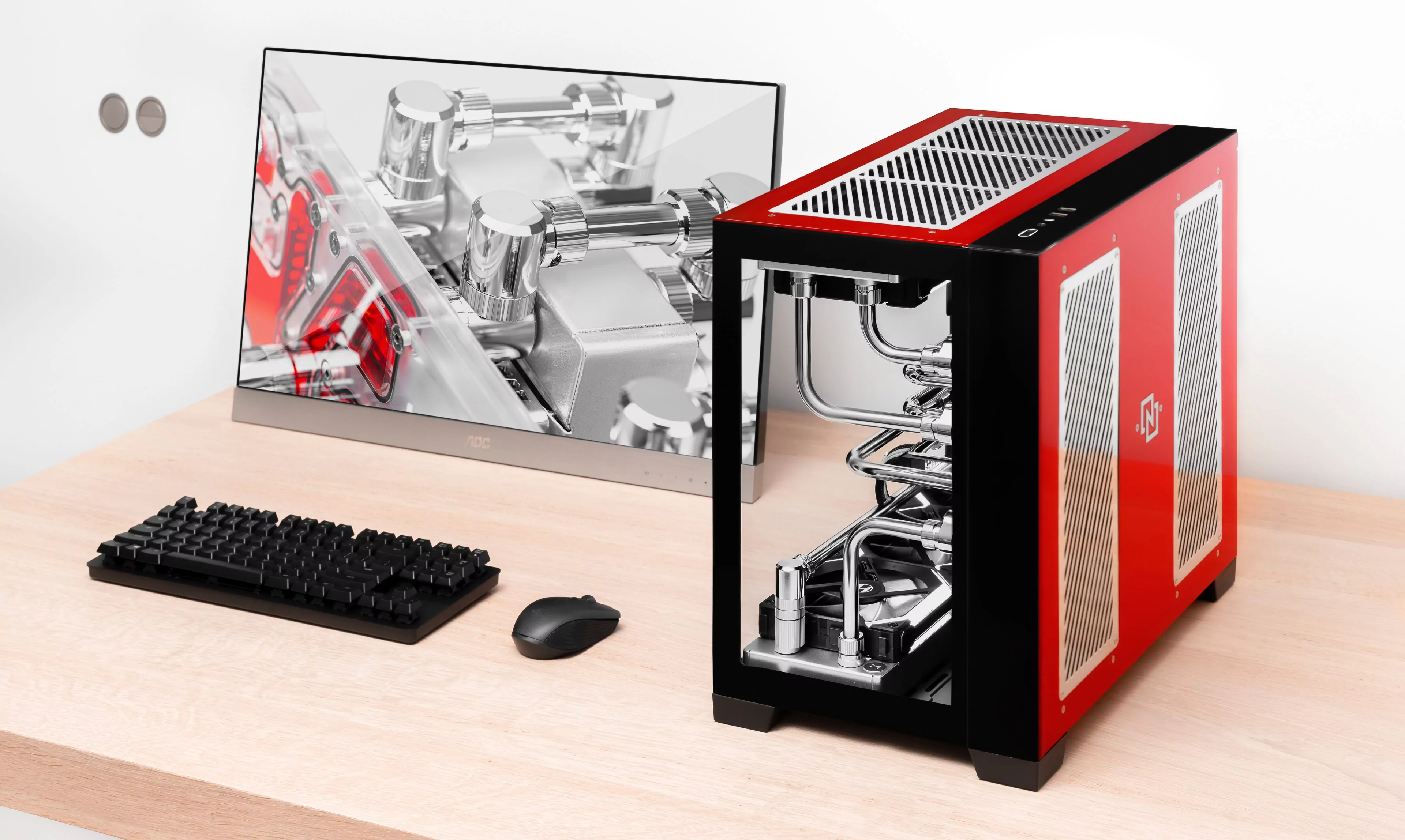 High-end Custom PC With Watercooling Red Cherry By FENN Systems
